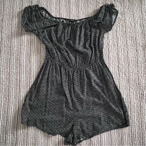 Forever 21 Black and White Printed Off-Shoulder Romper